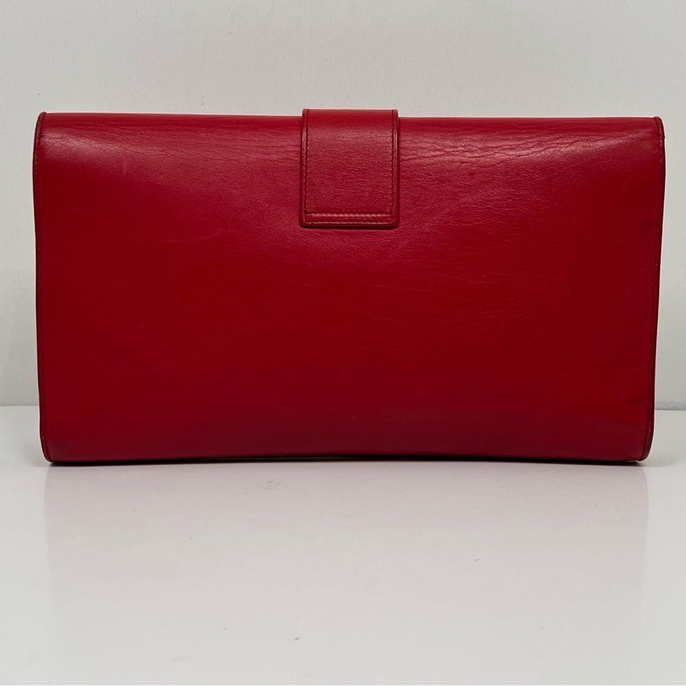 Yves Saint Laurent Clutch Bag Red Leather Gold Hardware - Picture 2 of 13